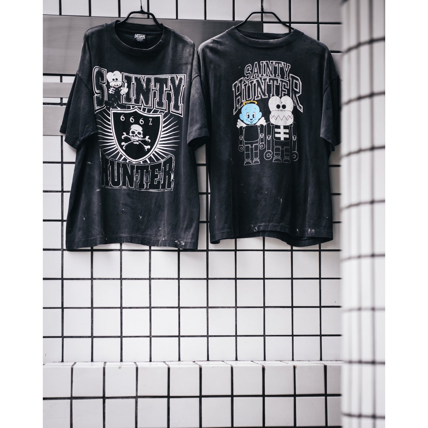 SAINT Mxxxxxx x BOUNTY HUNTER BH_SS TEE/SKULL-K&BABY-M / BLK