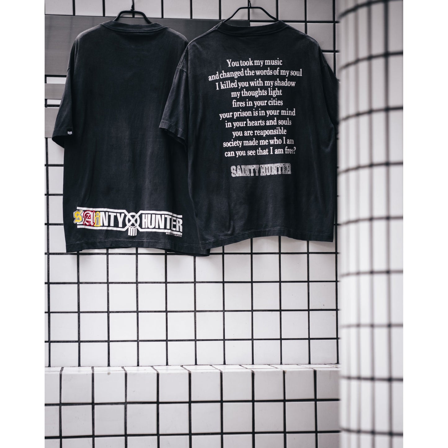 SAINT Mxxxxxx x BOUNTY HUNTER BH_SS TEE/SKULL-K&BABY-M / BLK