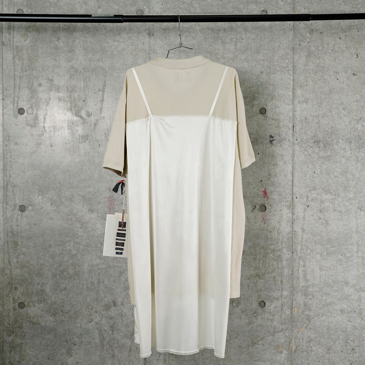 WRINKLY DRESS / BEIGE+OFF WHITE