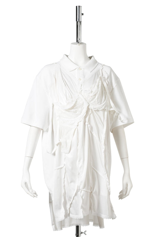 WRINKLY POLO DRESS / WHITE