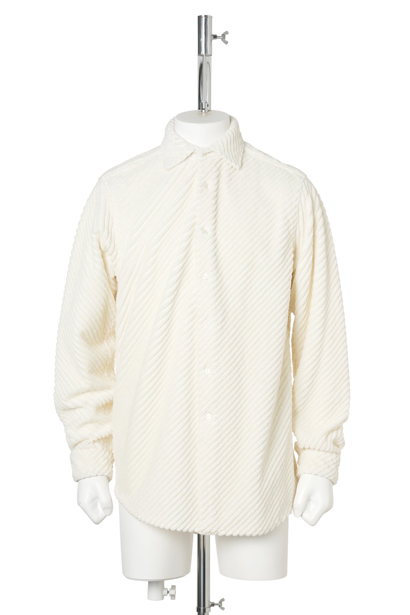 BIAS CUT HEAVY WALE DRESS SHIRT / WHITE