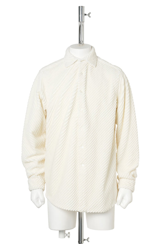 BIAS CUT HEAVY WALE DRESS SHIRT / WHITE