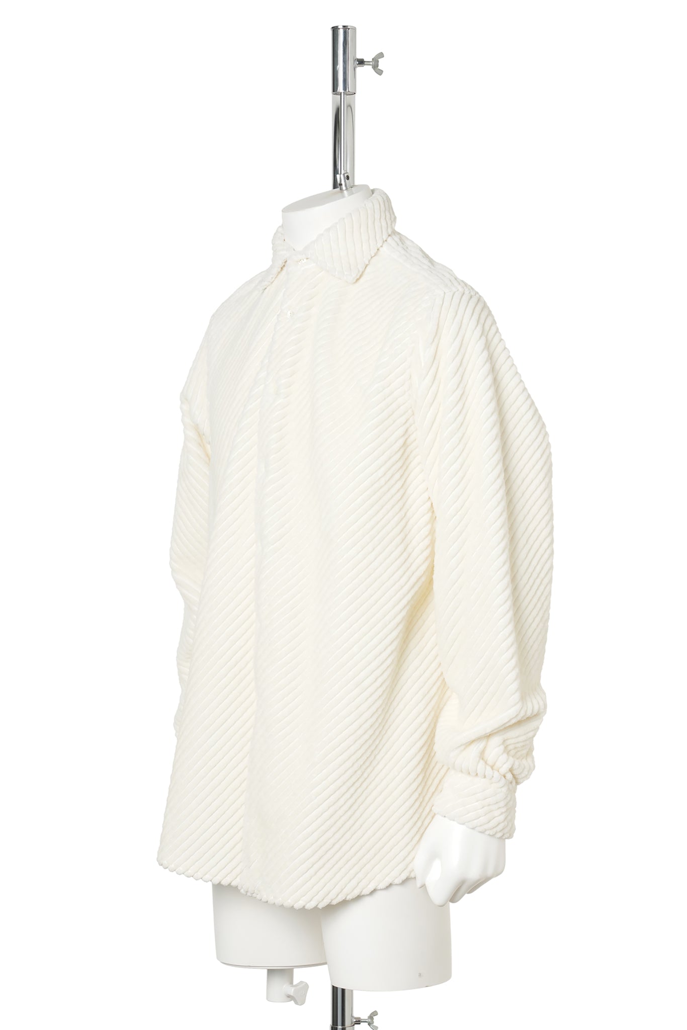 BIAS CUT HEAVY WALE DRESS SHIRT / WHITE