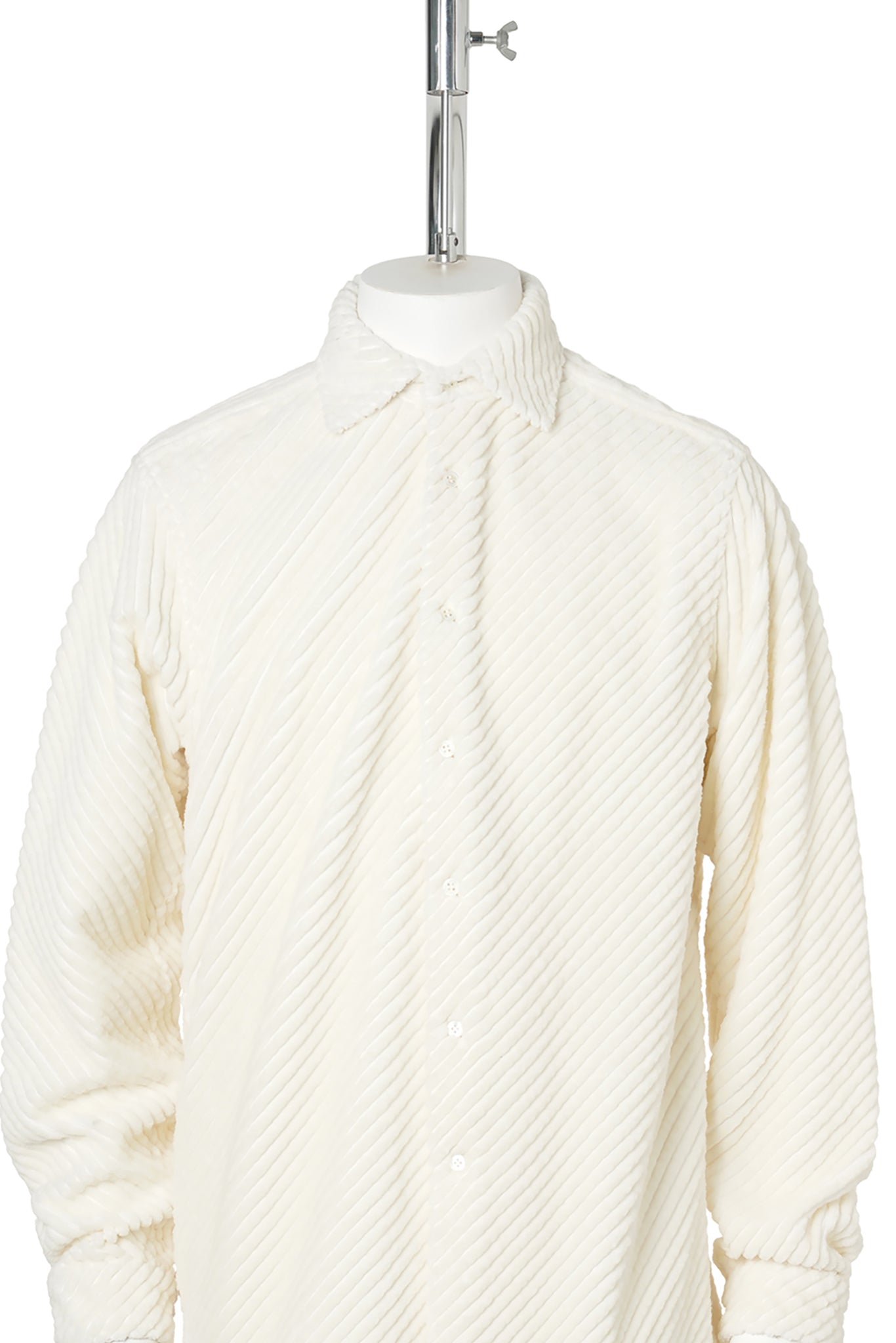 BIAS CUT HEAVY WALE DRESS SHIRT / WHITE