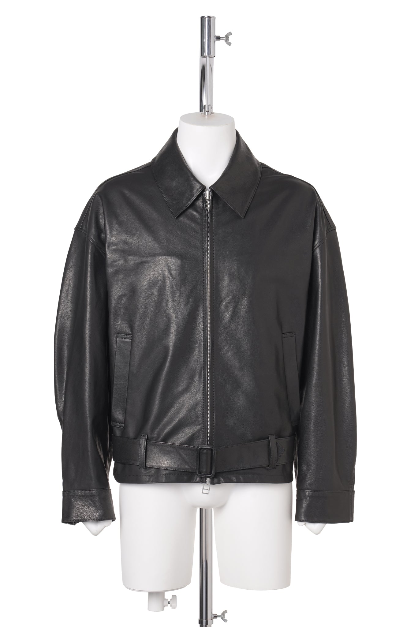 OILED LEATHER BLOUSON / BLACK