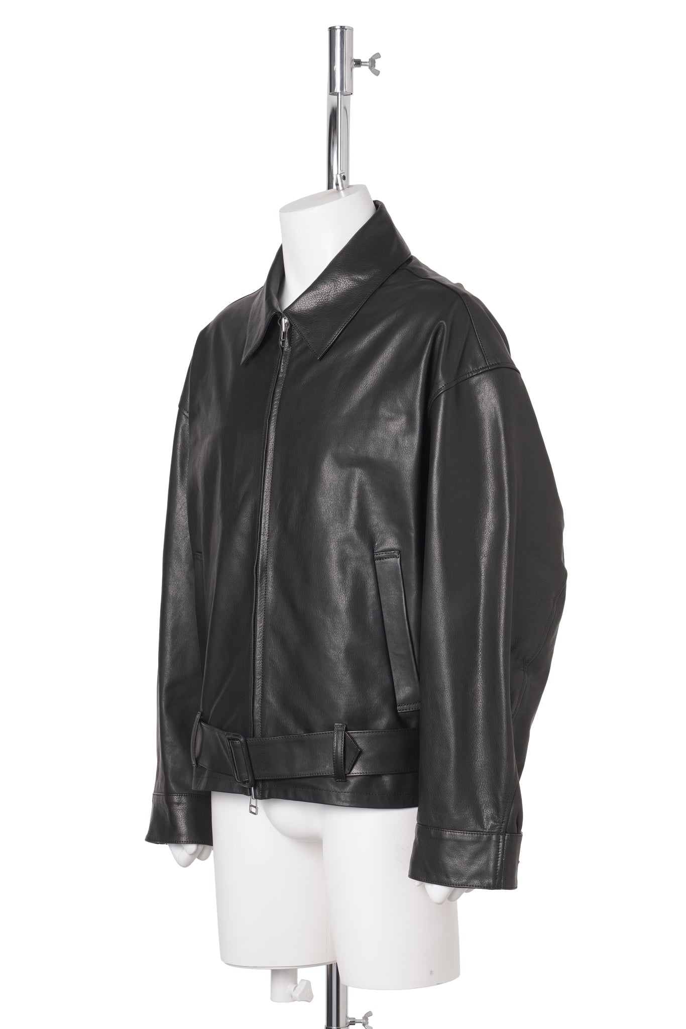 OILED LEATHER BLOUSON / BLACK