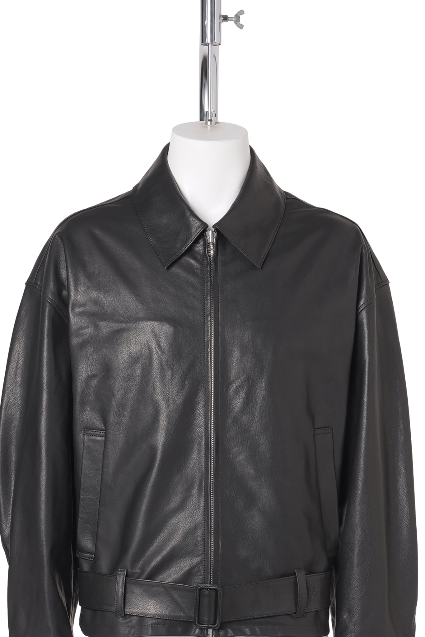 OILED LEATHER BLOUSON / BLACK