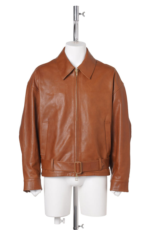 OILED LEATHER BLOUSON / CAMEL
