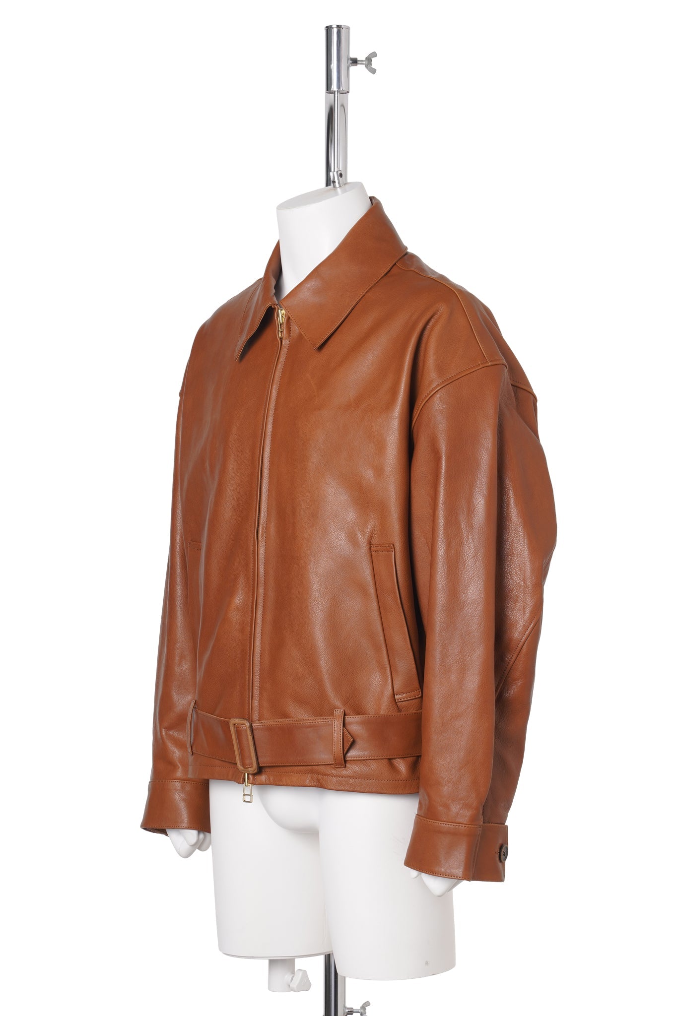 OILED LEATHER BLOUSON / CAMEL