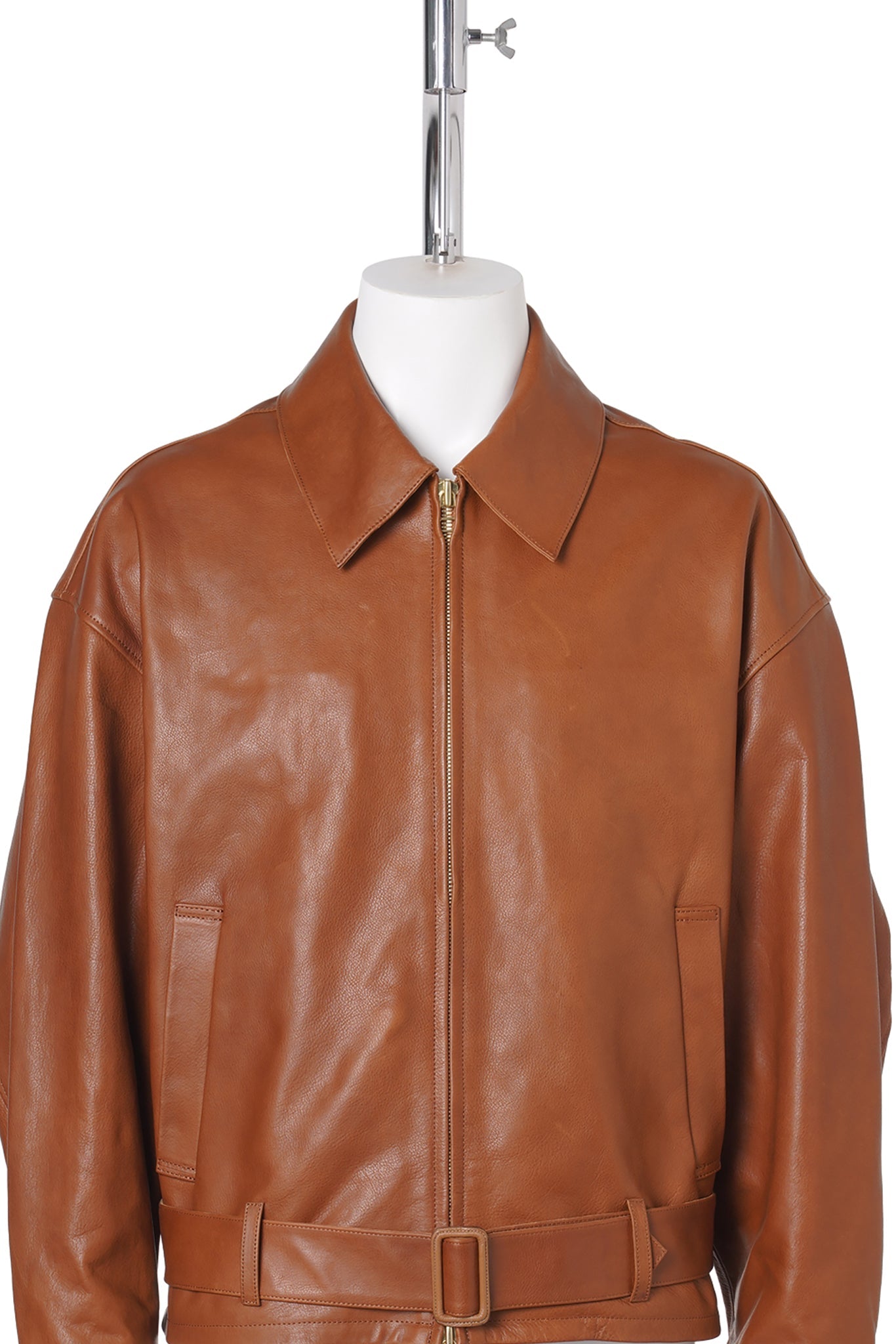 OILED LEATHER BLOUSON / CAMEL