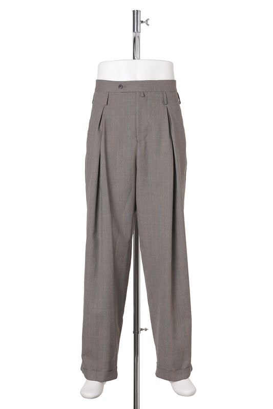 DOUBLE INVERTED TUCK TROUSERS / GREY STRIPE