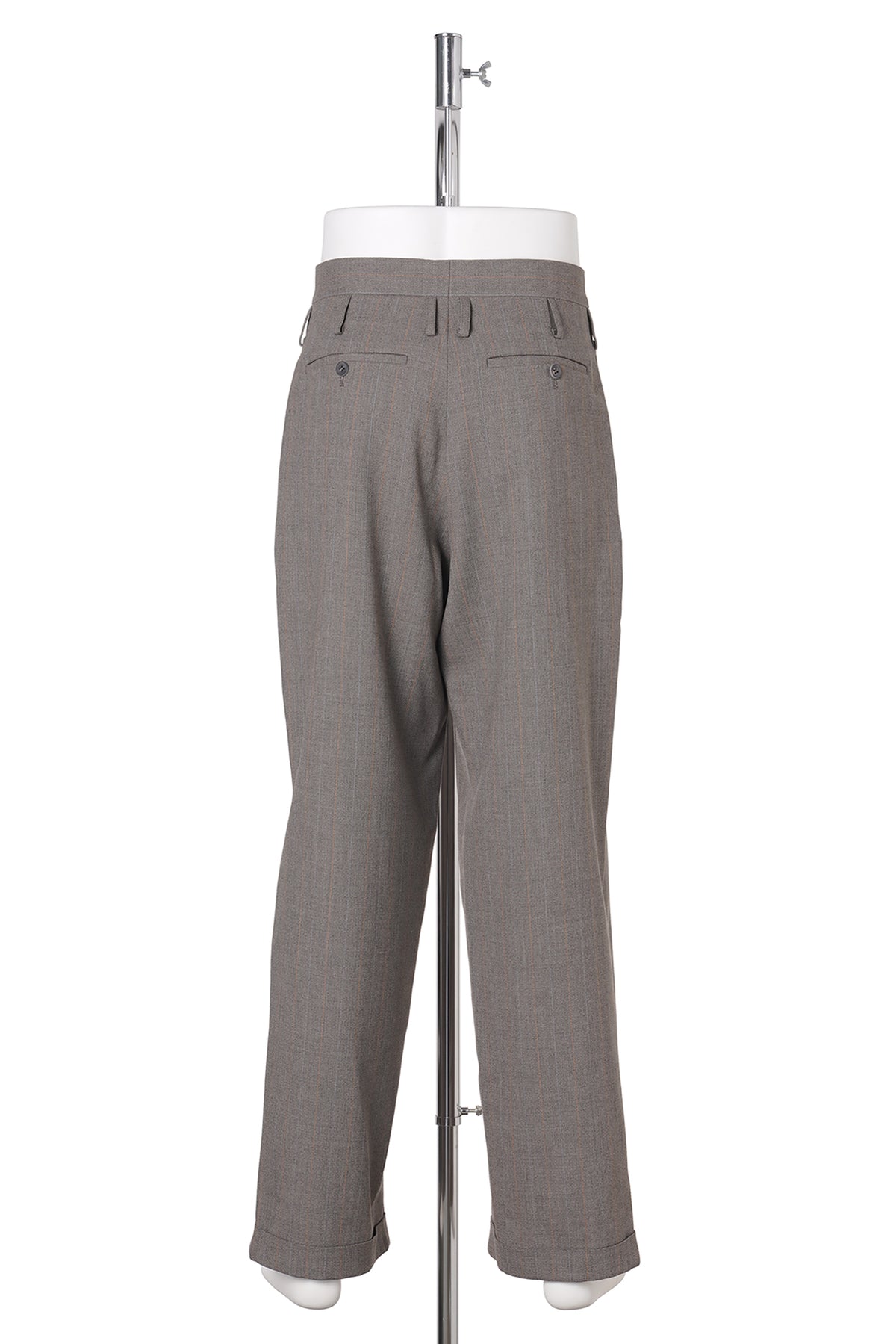 DOUBLE INVERTED TUCK TROUSERS / GREY STRIPE