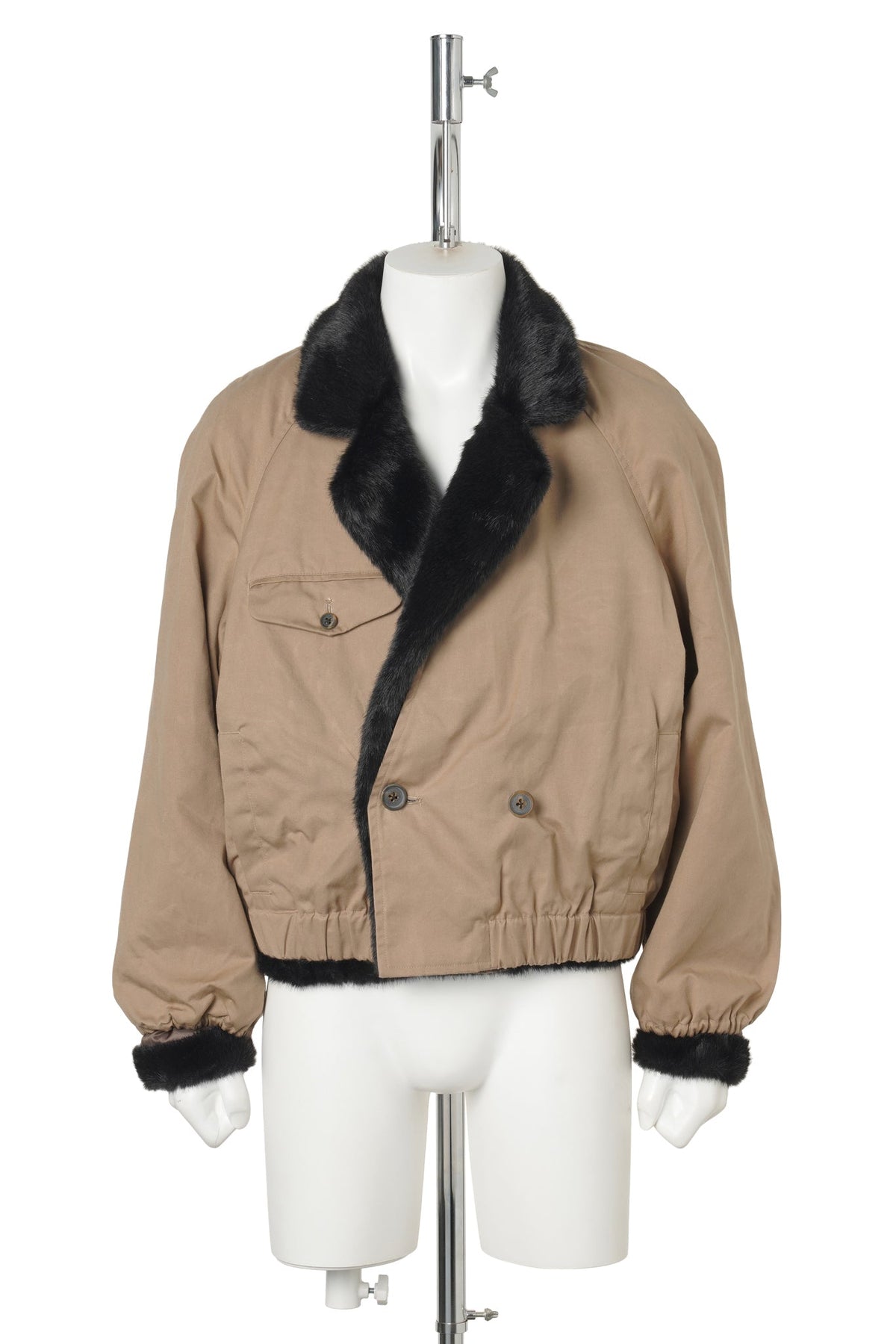 FAKE FUR REVIRSIBLE BLOUSON / BEIGE/BROWN