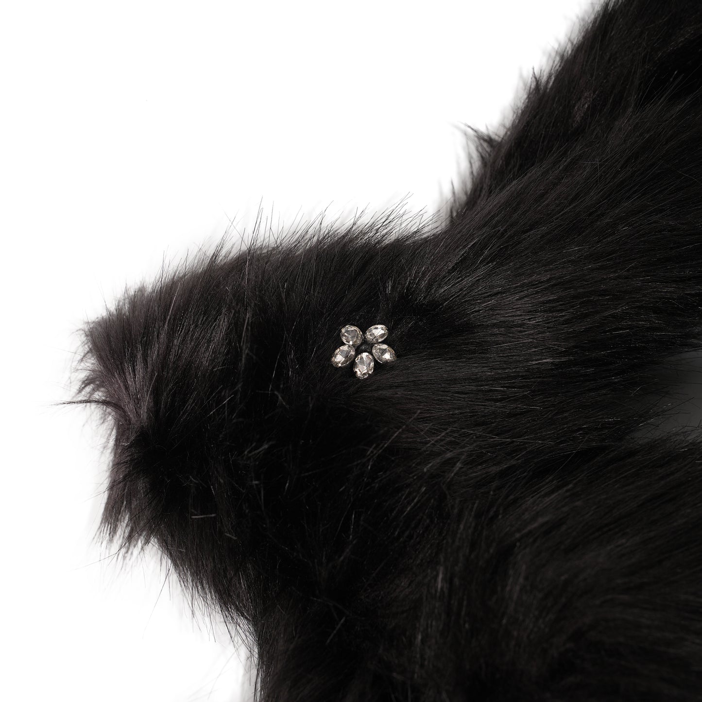 FAUX FUR HARE CROSSBODY BAG / 151:BLACK/CLEAR