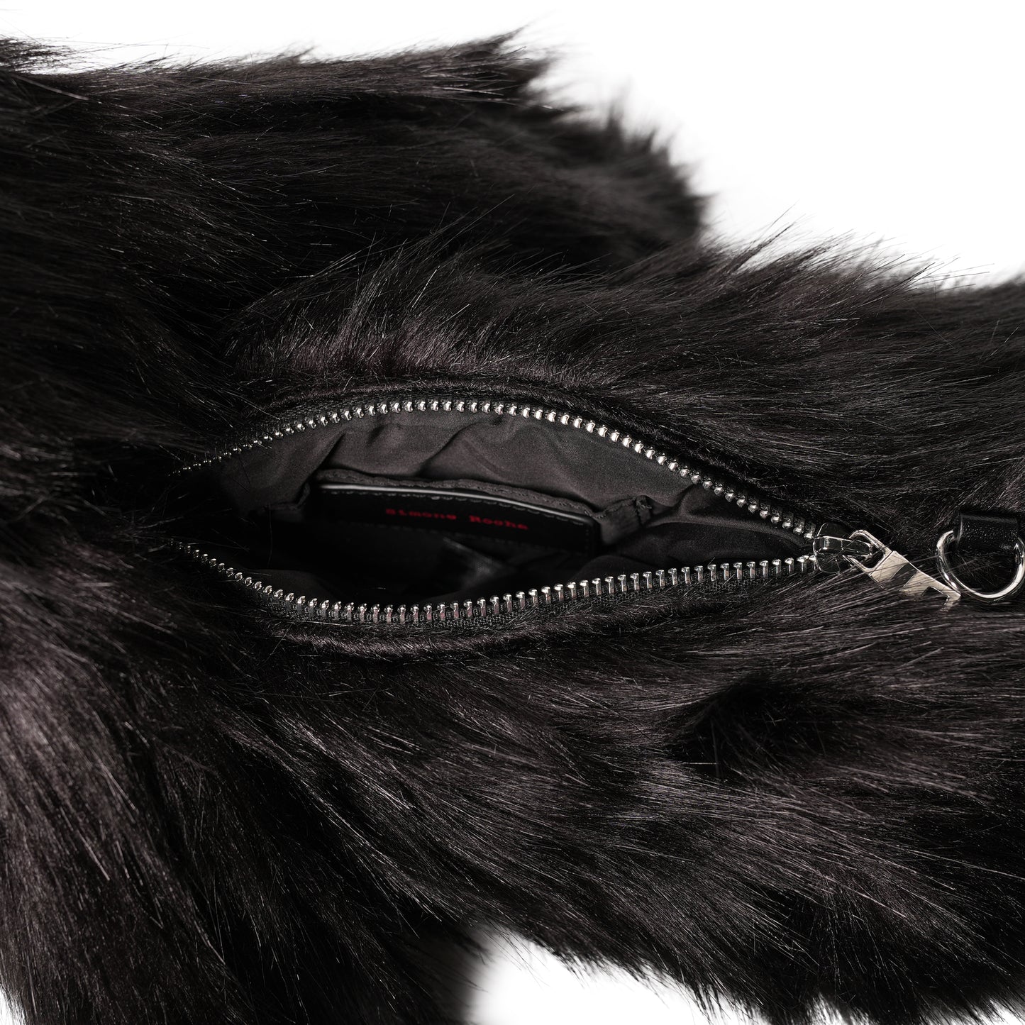 FAUX FUR HARE CROSSBODY BAG / 151:BLACK/CLEAR