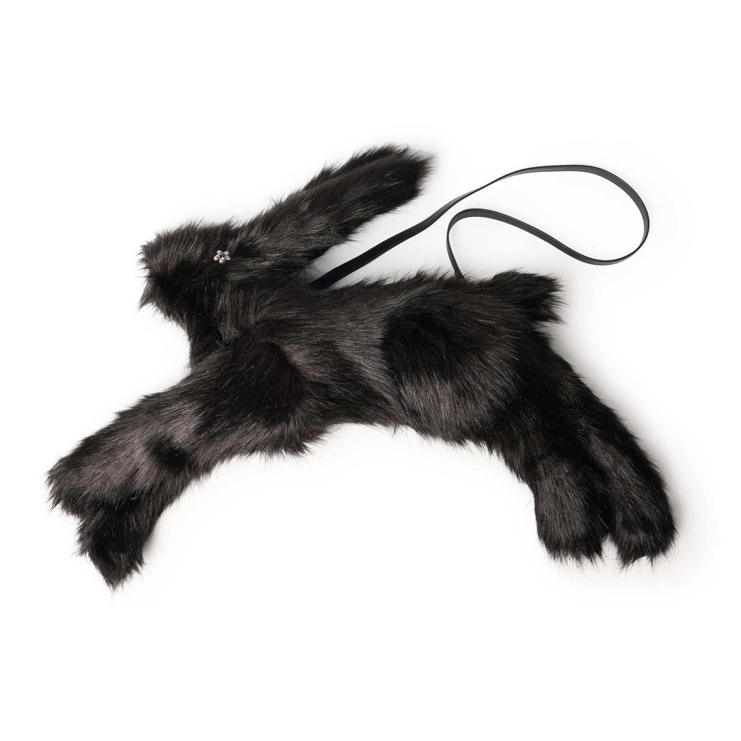 FAUX FUR HARE CROSSBODY BAG / 151:BLACK/CLEAR
