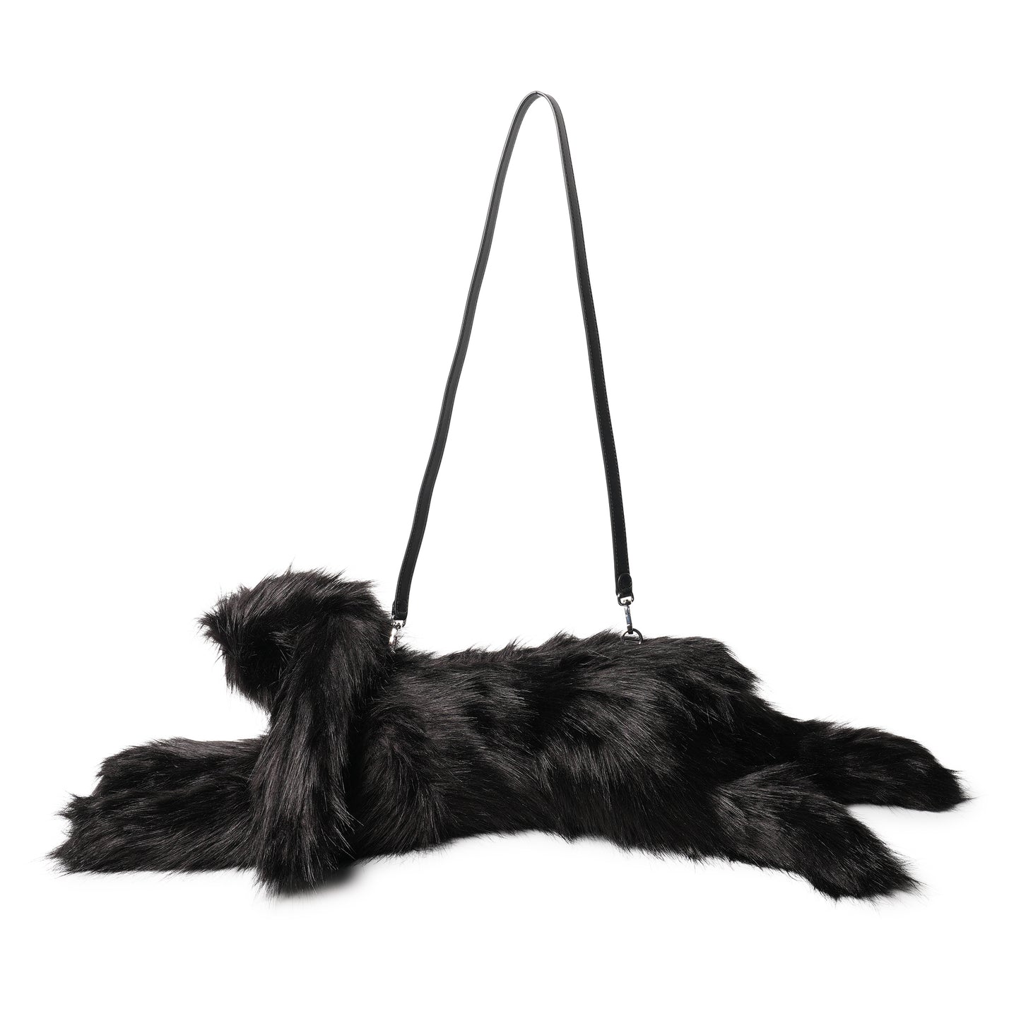 FAUX FUR HARE CROSSBODY BAG / 151:BLACK/CLEAR