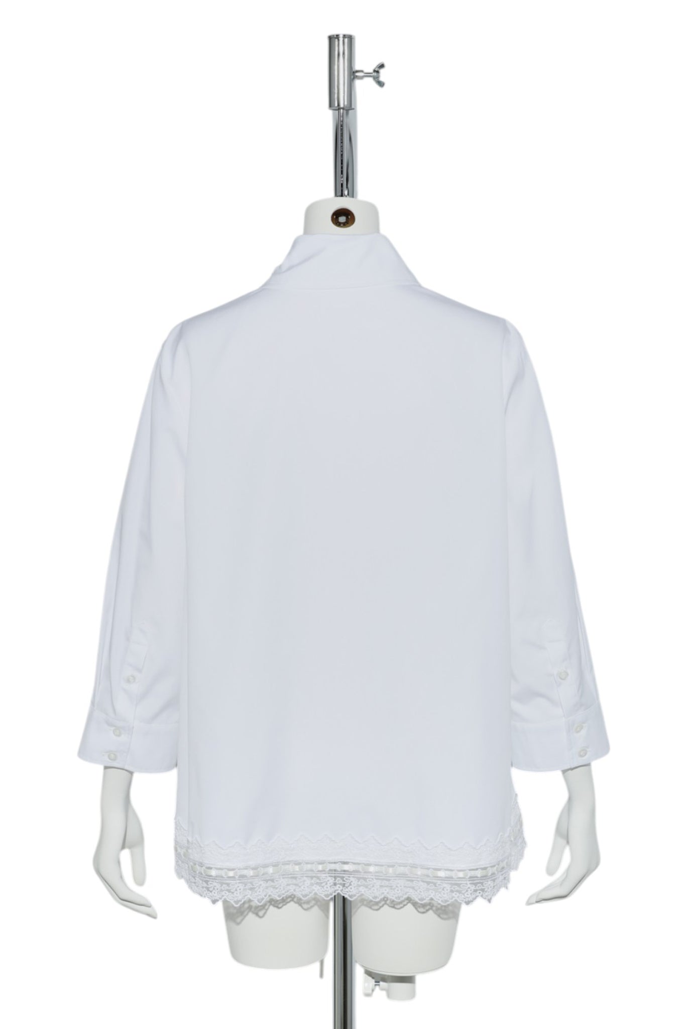 CROPPED RIBBON TRIM MASCULINE SHIRT / WHITE/WHITE