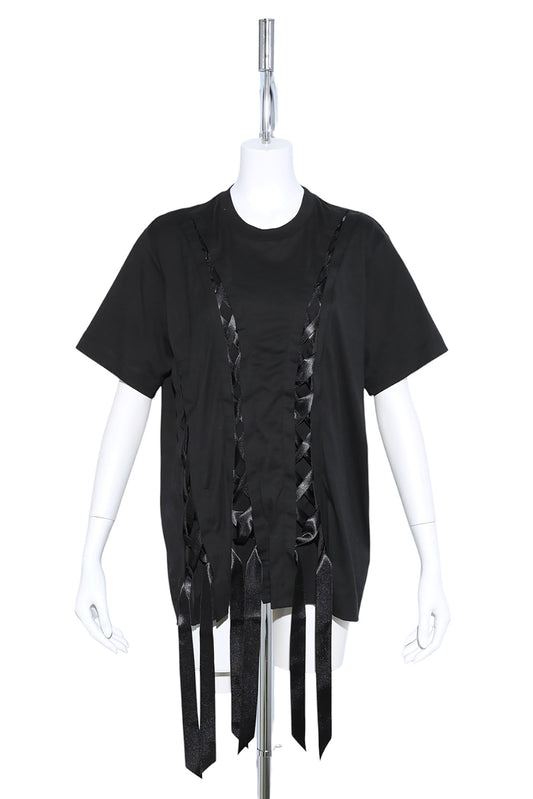 UNRAVELING RIBBON T-SHIRT / BLACK