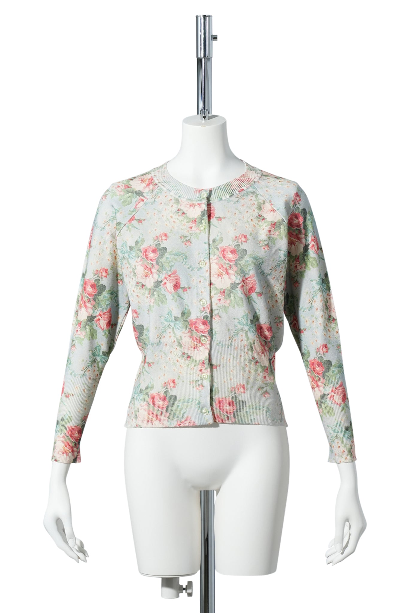 SHRUNKEN FLORAL KNIT CARDIGAN / 999:BABY BOUQUET