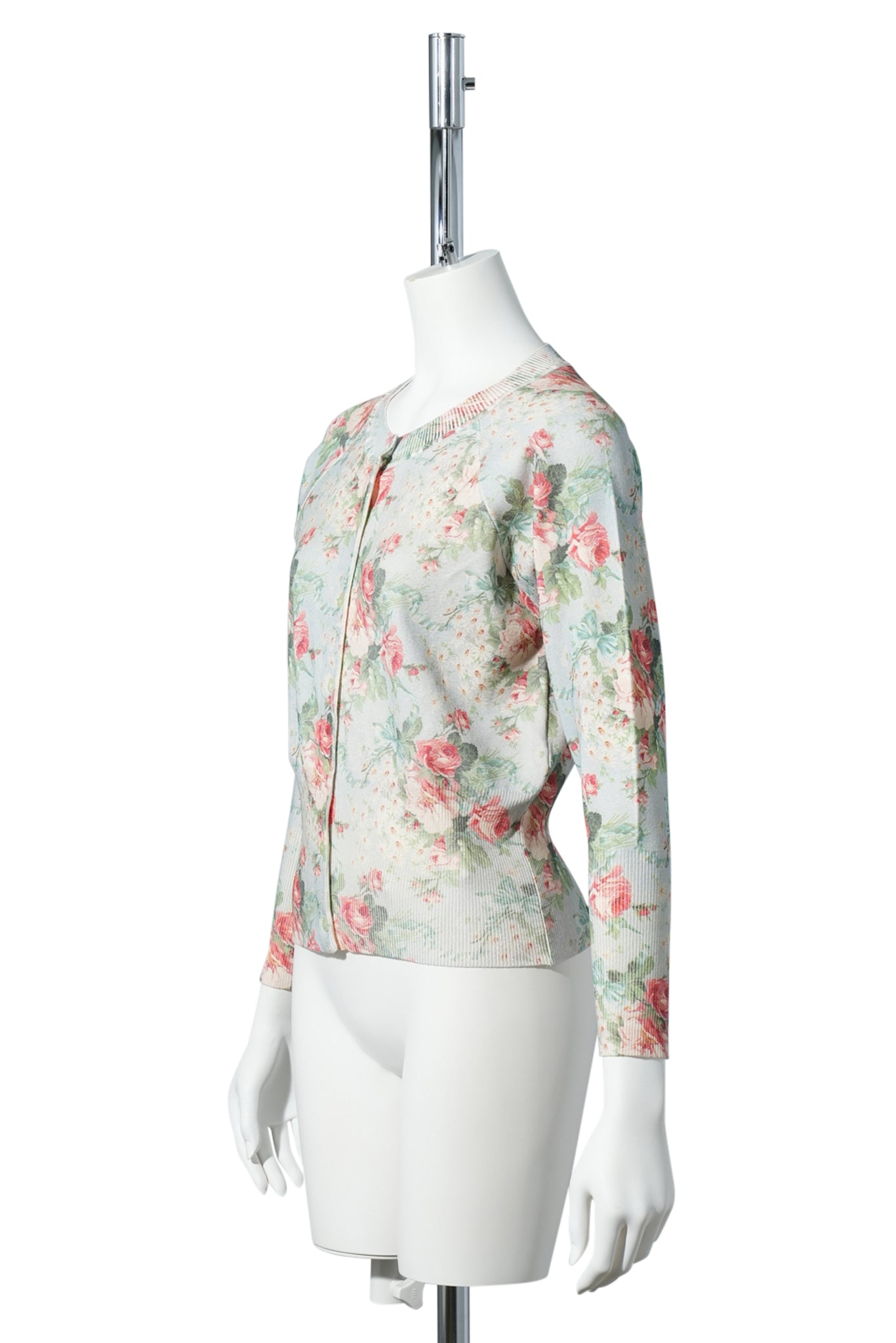 SHRUNKEN FLORAL KNIT CARDIGAN / 999:BABY BOUQUET