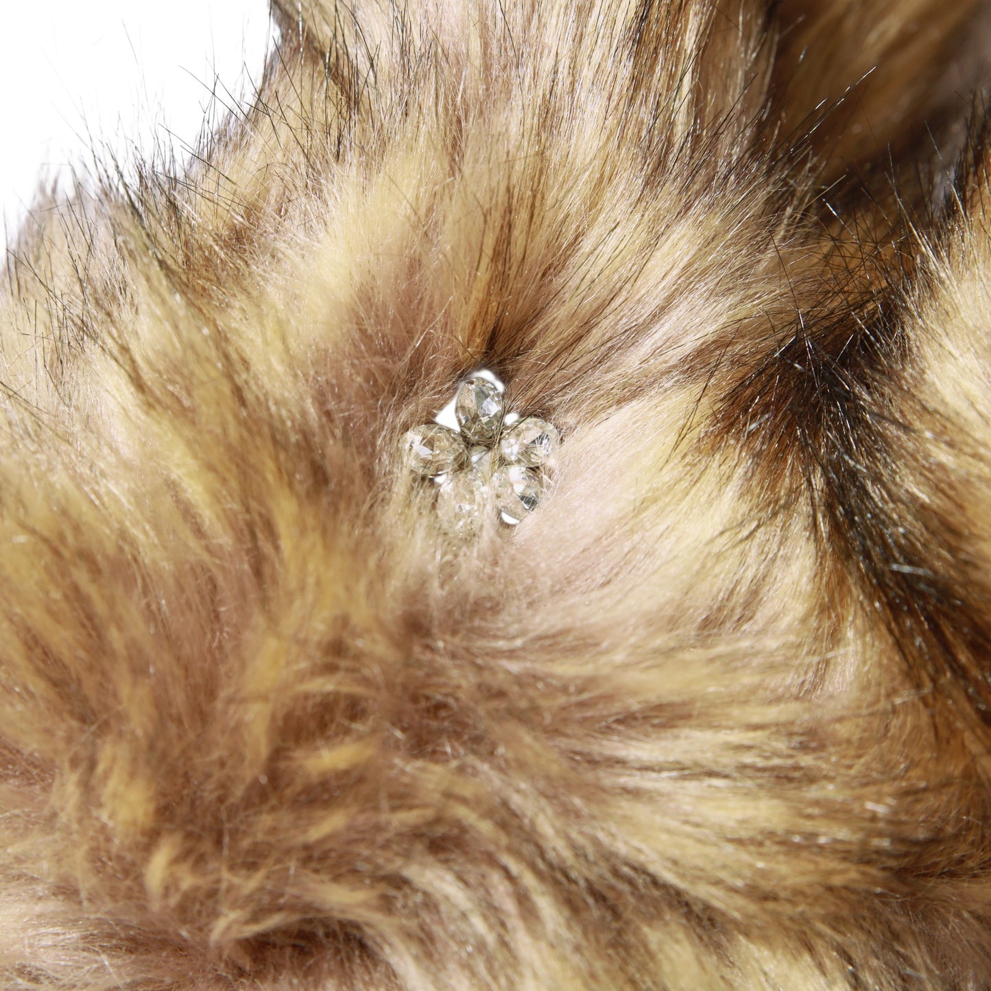 FAUX FUR HARE CROSSBODY BAG / BROWN/CLEAR