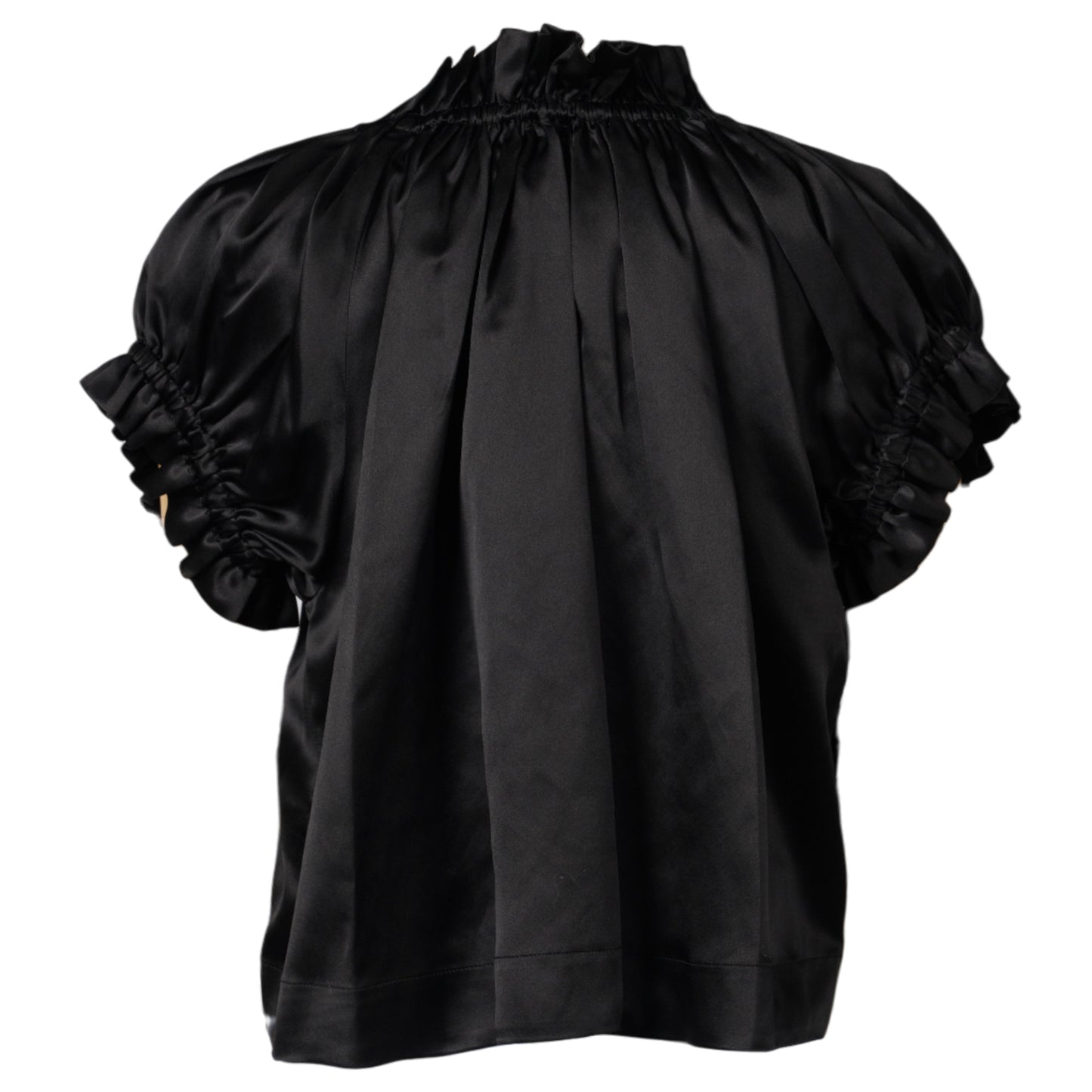 ELASTICATED GATHRED RUFFLE TULIP TOP / 150:BLACK