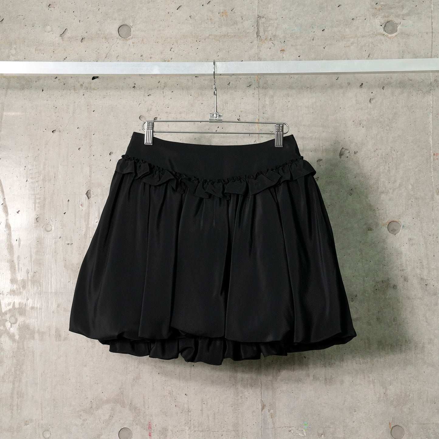 GATHERED BUBBLE MINI SKIRT / 150:BLACK