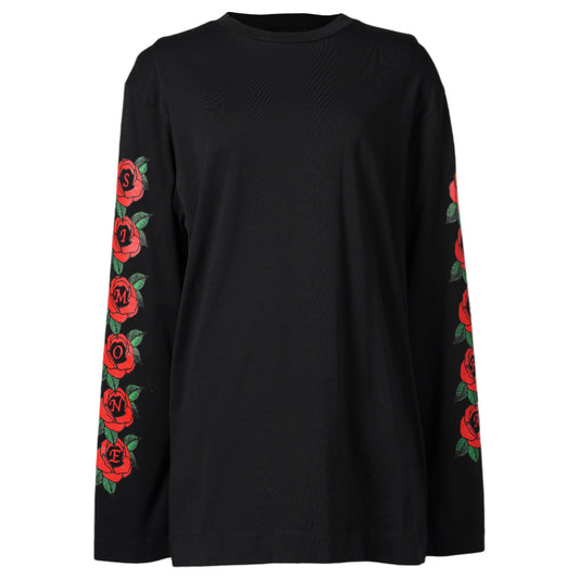 CLUSTER ROSE LOGO PRINT LONG SLEEVE T-SHIRT / 150:BLACK