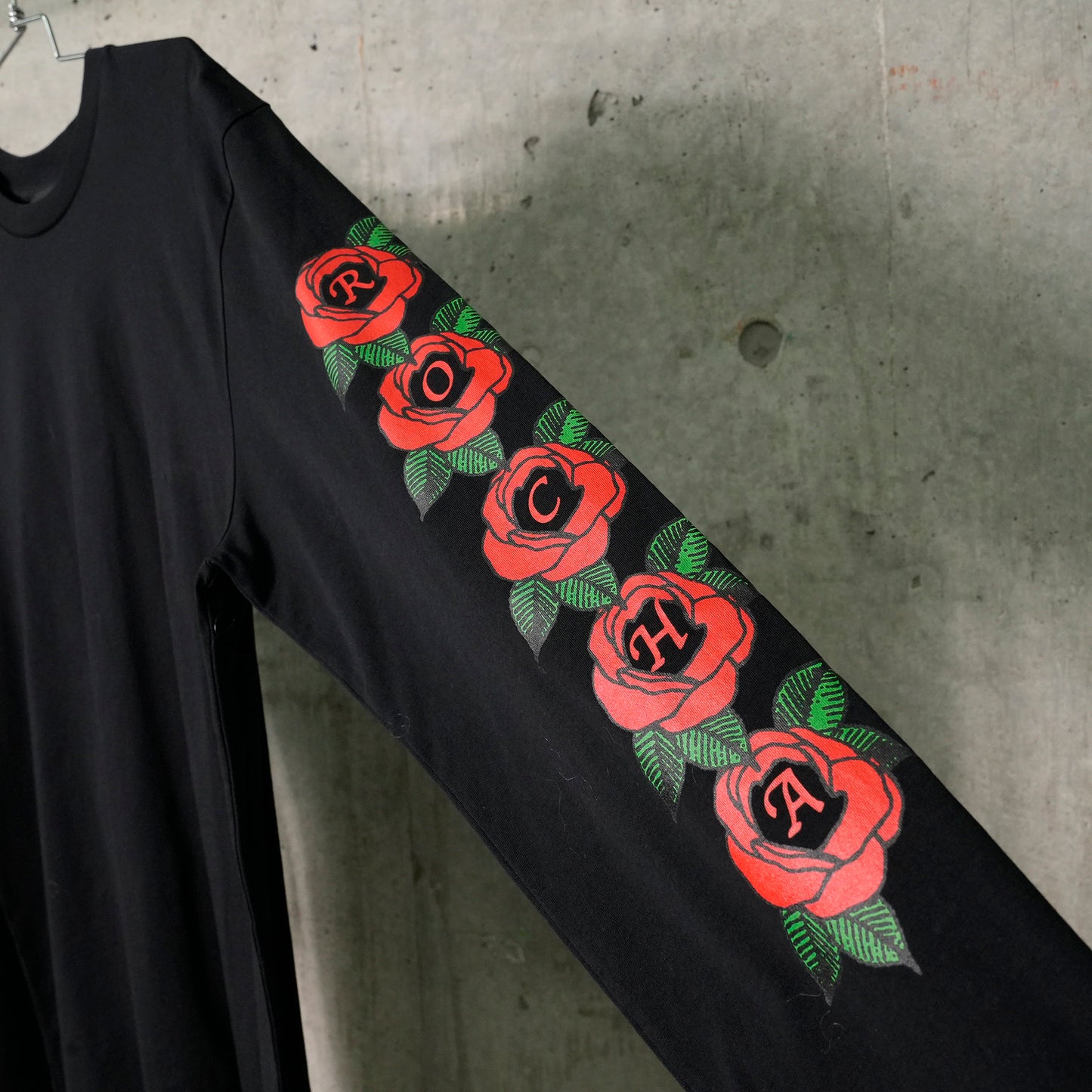 CLUSTER ROSE LOGO PRINT LONG SLEEVE T-SHIRT / 150:BLACK