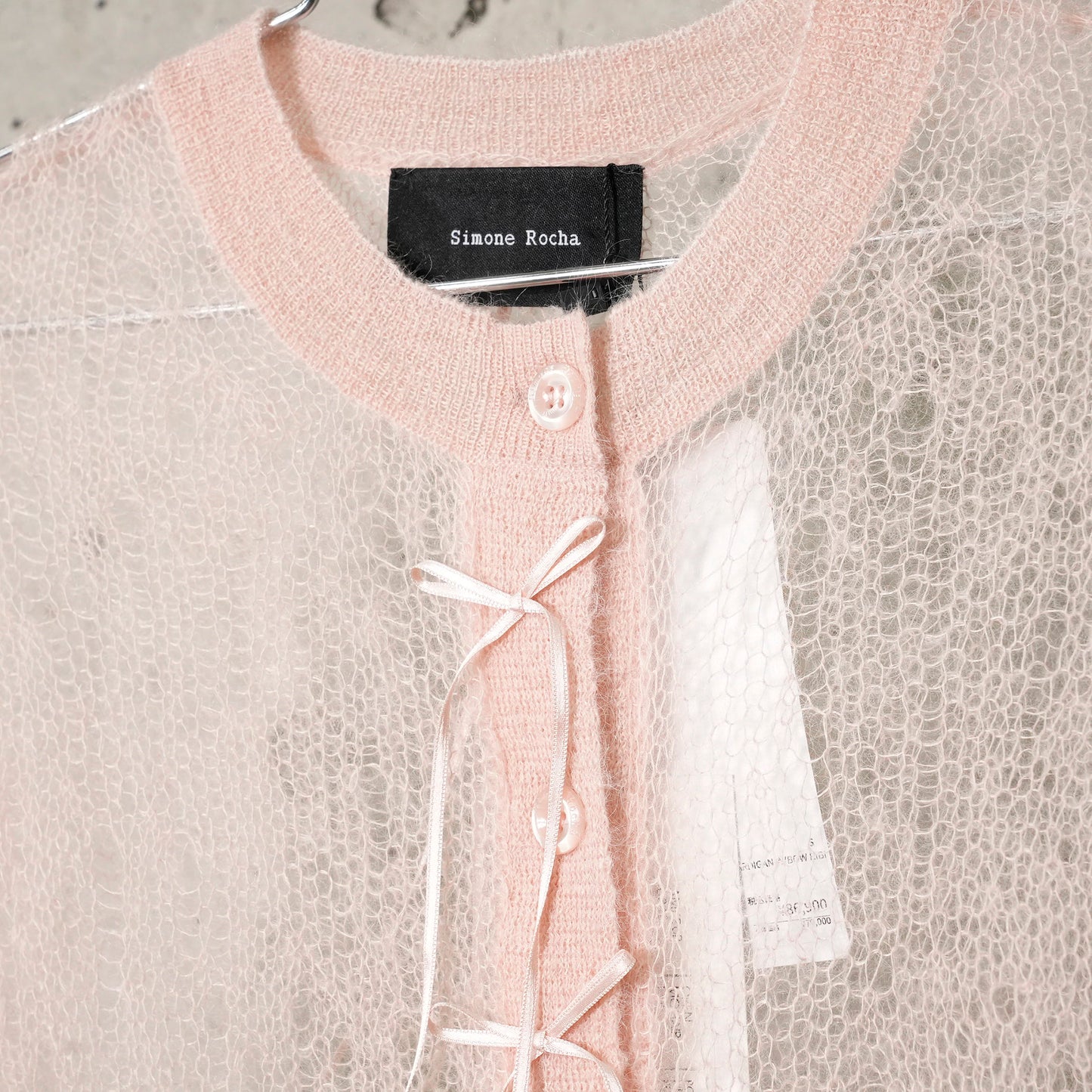 CROPPED LONG SLEEVE CARDIGAN W/BOW RIBBON / 200:POWDER PINK