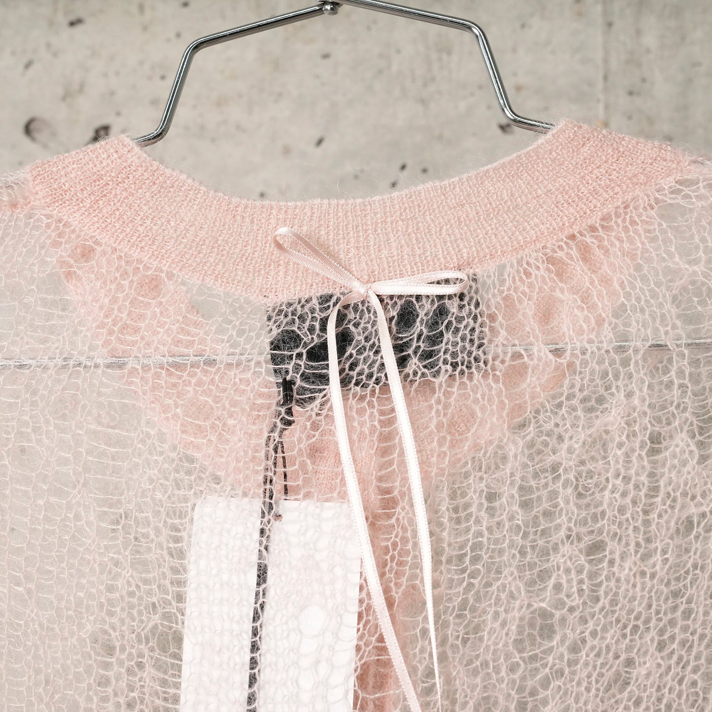 CROPPED LONG SLEEVE CARDIGAN W/BOW RIBBON / 200:POWDER PINK