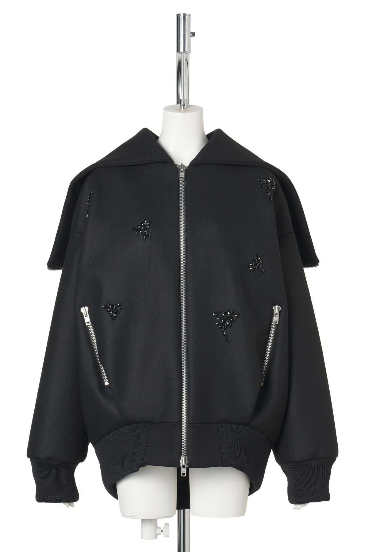 OVERSIZED SPUTHOOD JACKET W/EMB / 150:BLACK/JET