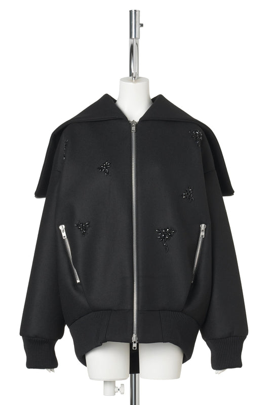 OVERSIZED SPUTHOOD JACKET W/EMB / 150:BLACK/JET