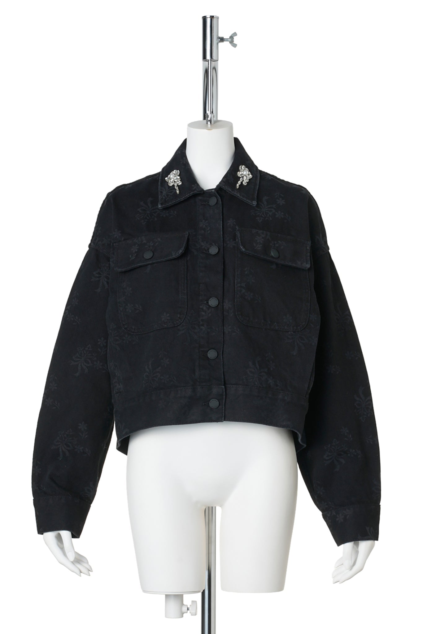 CROPPED UTILTY POCKET WORKWEAR JACKET W / 150:BLACK/PEARL/CLEAR