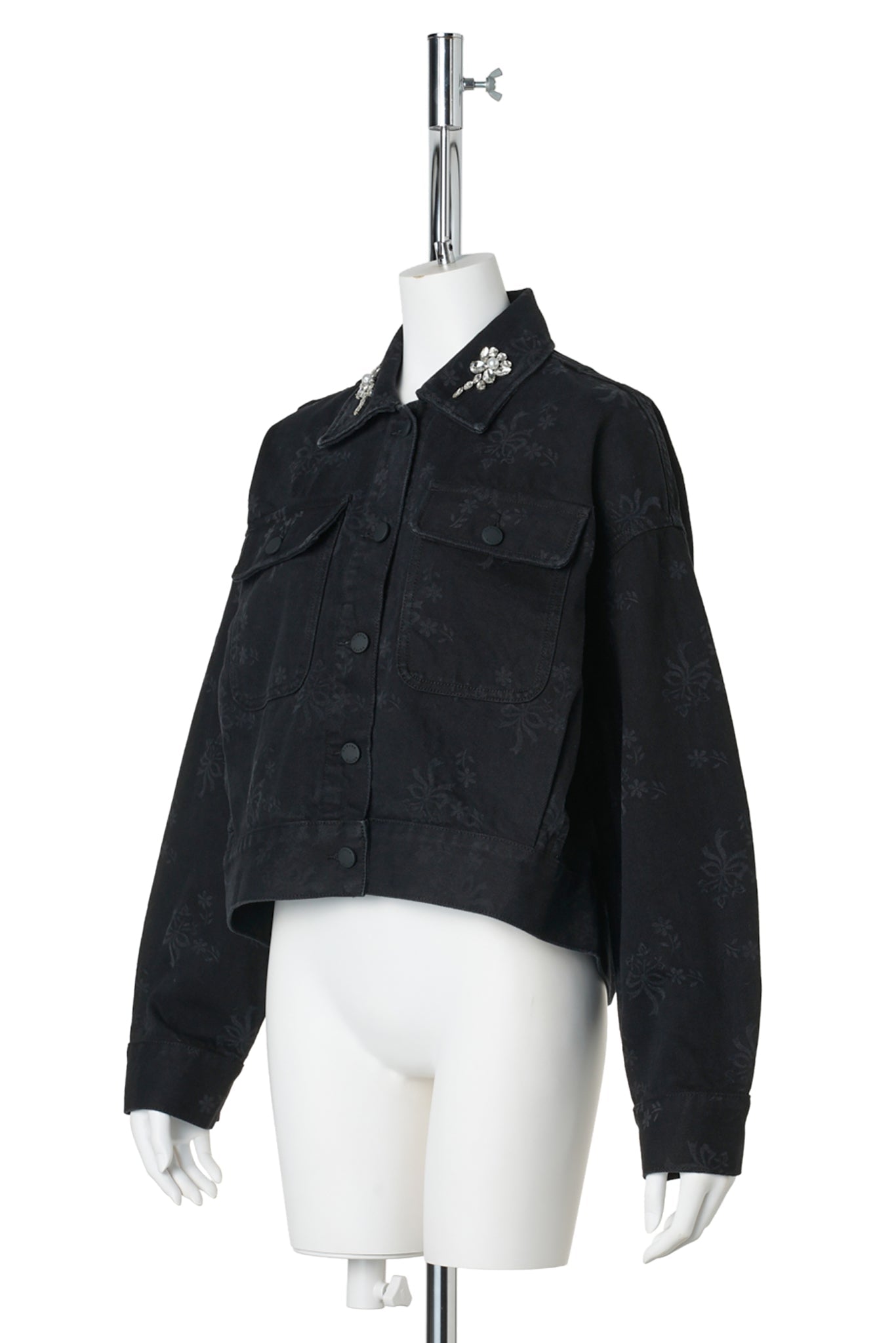 CROPPED UTILTY POCKET WORKWEAR JACKET W / 150:BLACK/PEARL/CLEAR