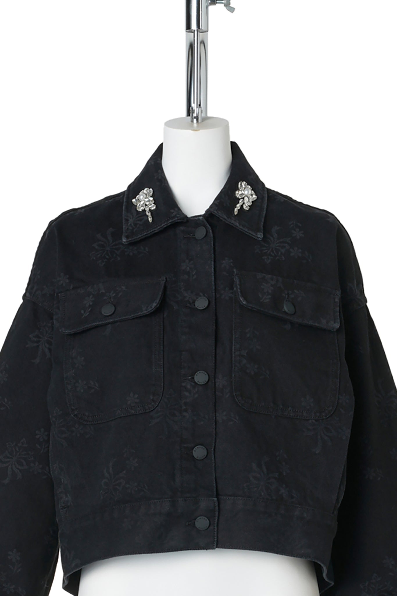 CROPPED UTILTY POCKET WORKWEAR JACKET W / 150:BLACK/PEARL/CLEAR