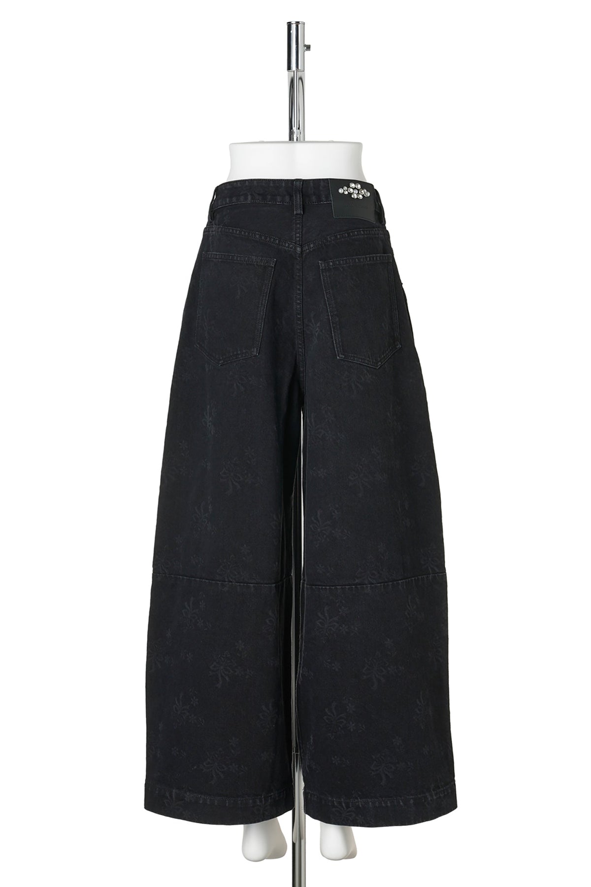 CROPPED WIDE LEG UTILITY CURVE JEANS W/EMB / 150:BLACK/PEARL/CLEAR
