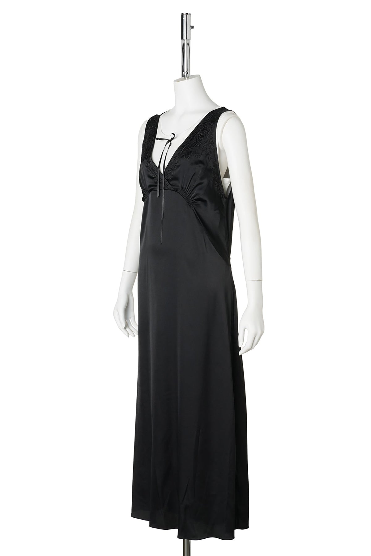 PATCH WORK SATIN NEGLIGEE DRESS / 151:BLACK/IVORY/BLACK