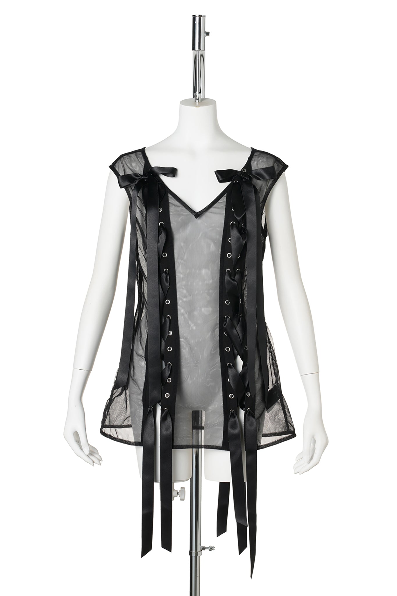 UNRAVELING RIBBON PORTRAIT TOP / 150:BLACK/BLACK