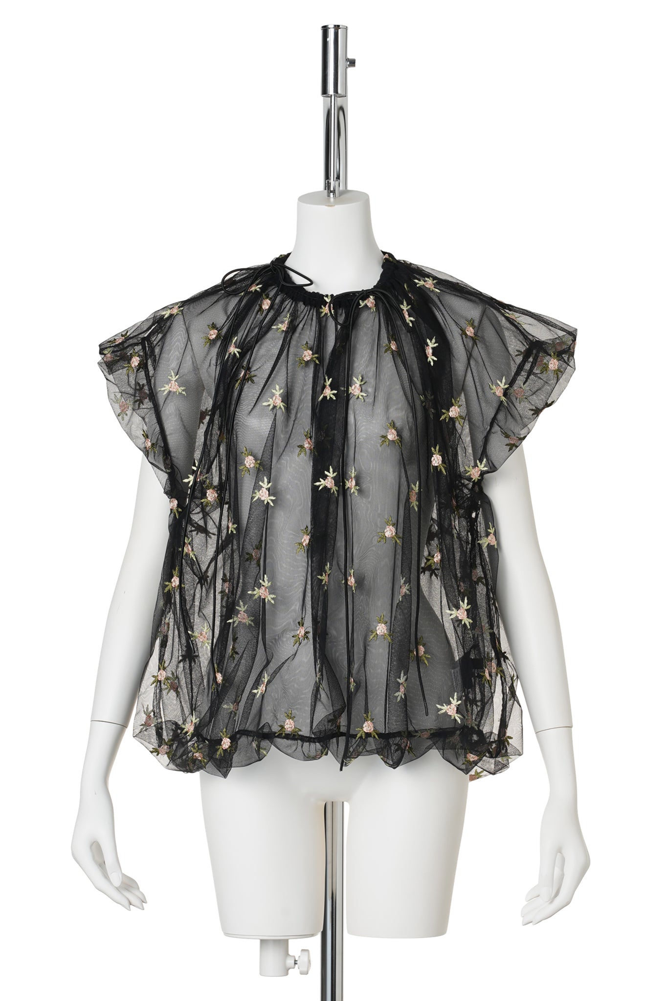 GATHERED CORD TOP / BLACK