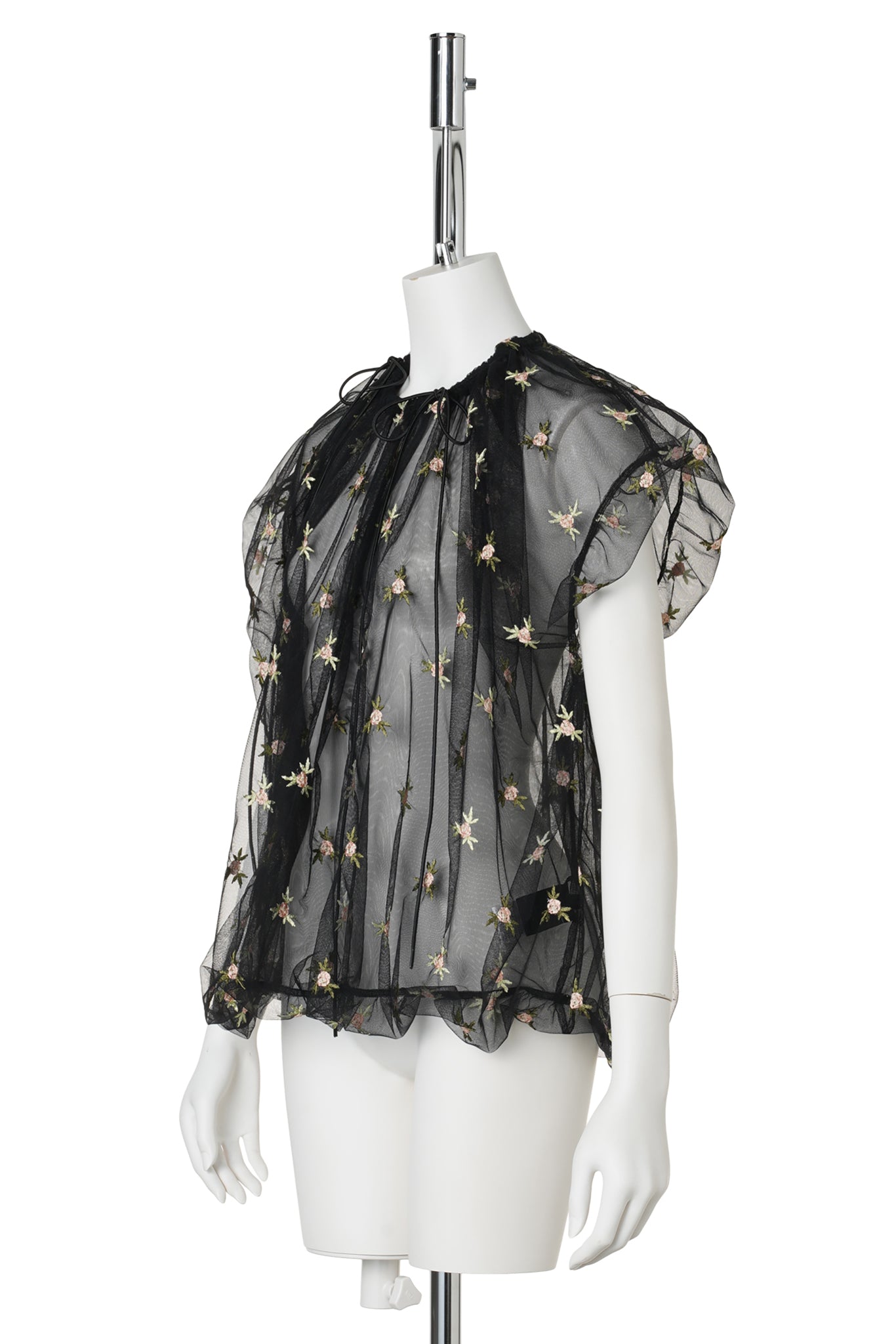 GATHERED CORD TOP / BLACK