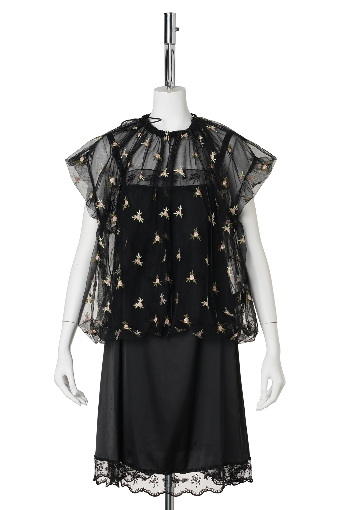 GATHERED CORD TOP / BLACK