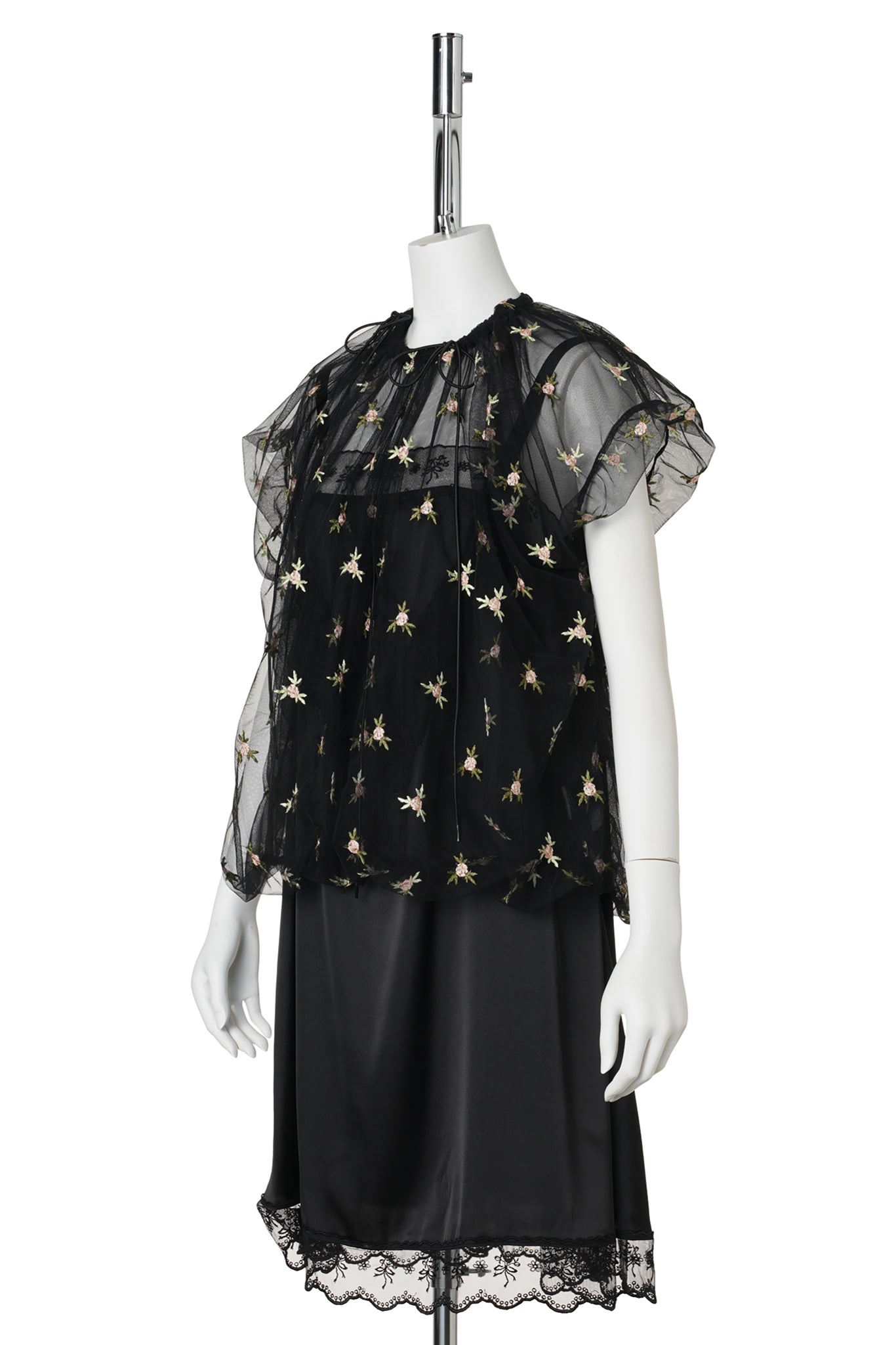 GATHERED CORD TOP / BLACK