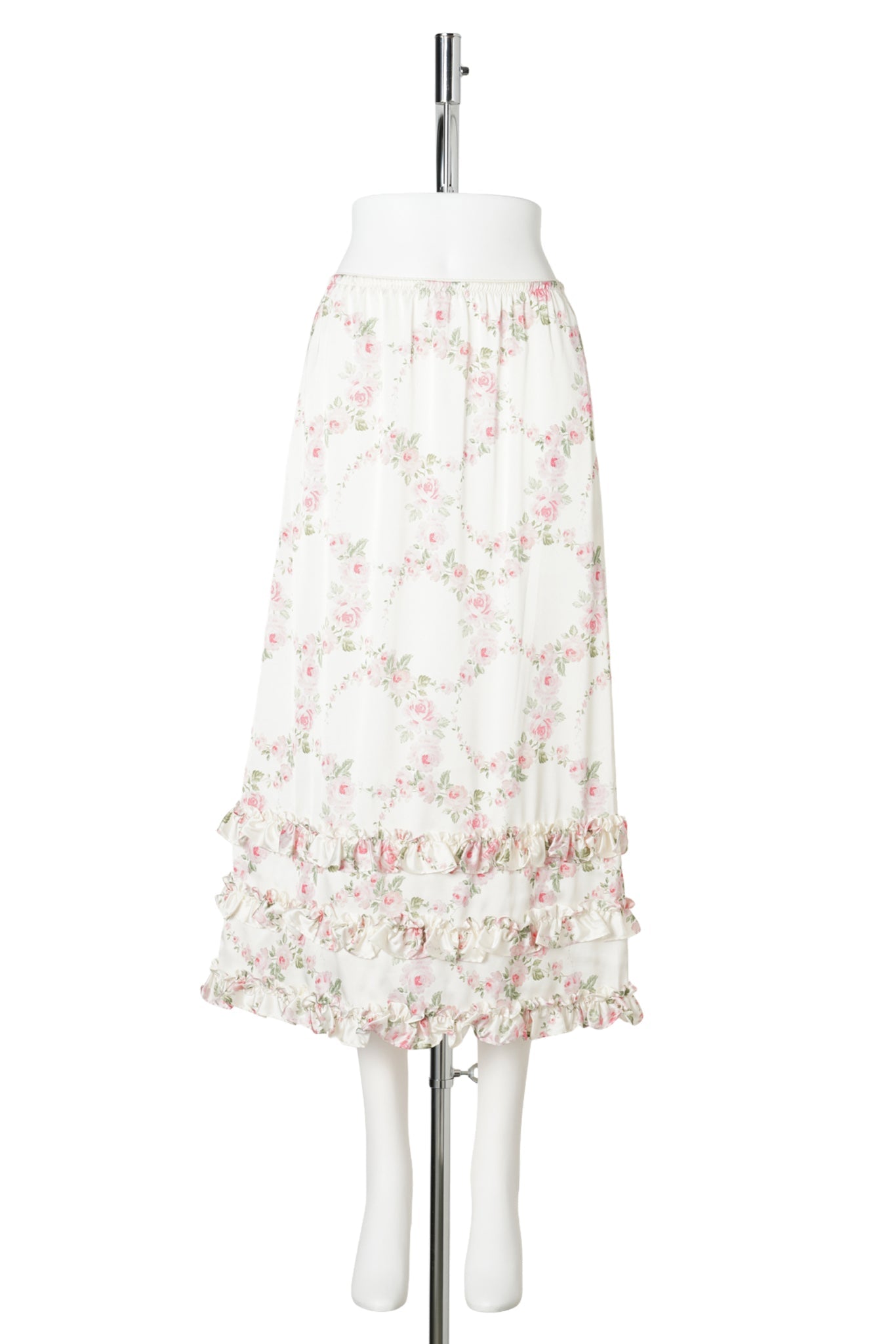 RUFFLE FRILL HEM EASY SKIRT / CREAM