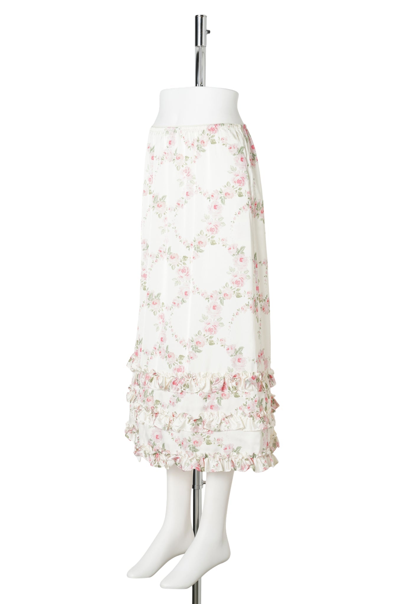 RUFFLE FRILL HEM EASY SKIRT / CREAM