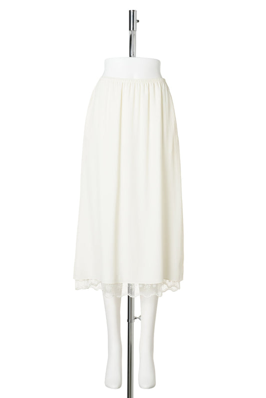 LACE TRIM NEGLIGEE SKIRT / CREAM