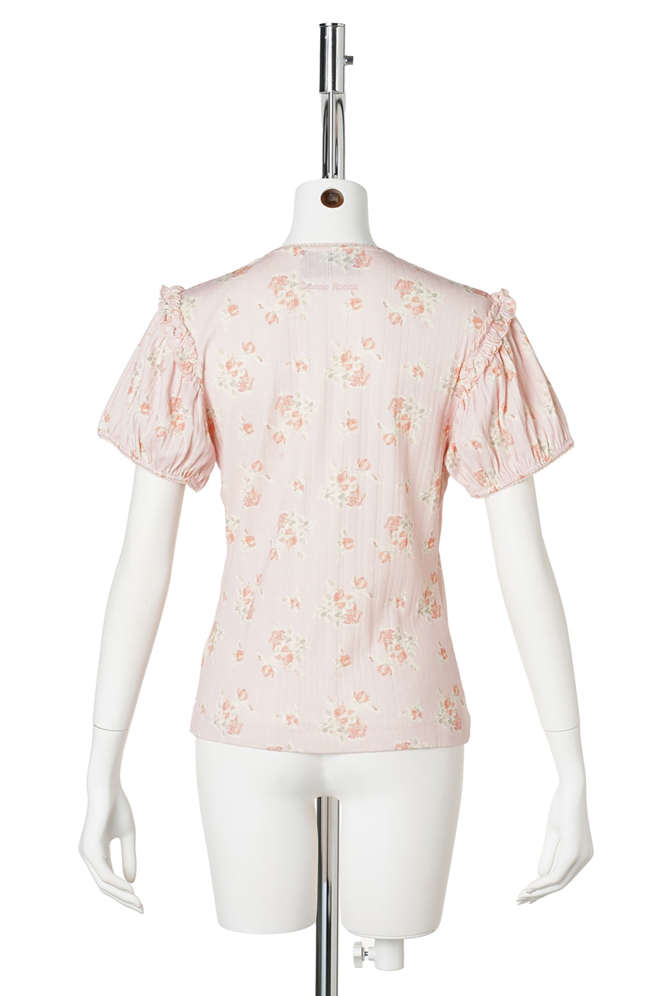 POINTELLE PUFF SLEEVE CARDIGAN W/EMB / 205:PALE PINK/ROSE MULTI