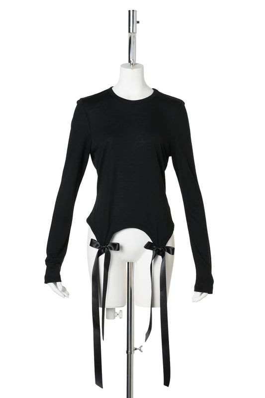 BOW TAIL EASY LONG SLEEVE T-SHIRT / BLACK