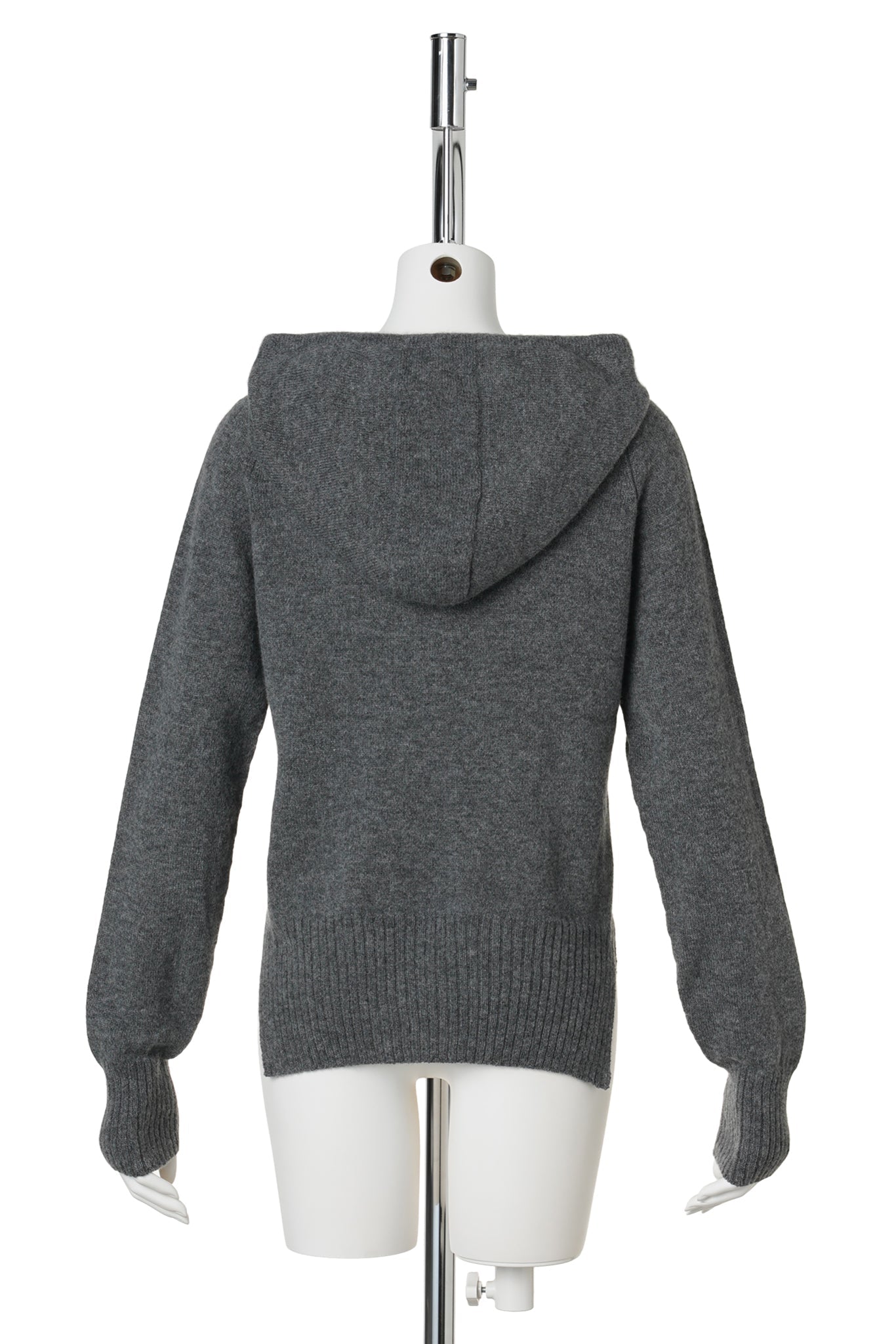 RELAXED CASHMERE HOODIE W/EMD / GREY/PEARL/CLEAR